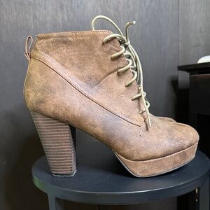 Brown Lace-Up Ankle Boots